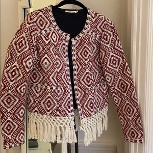 Tularosa printed jacket with fringe